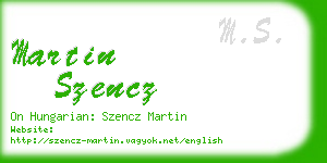 martin szencz business card